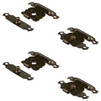 Uppsättning bestående av 4 stycken högkvalitativa SISO/UMAXO®-förslutningar för små dekorativa lådor, lådor eller smyckeskrin. Minibar inkl. Skruvar för fastsättning - Brons (30.00.052)