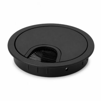 Högkvalitativ solid zamak kabelgenomföring, Ø80 mm för skrivbord med borsttätning, yta: svart. Bordkabelguide Kabeluttag från SISO / Danmark