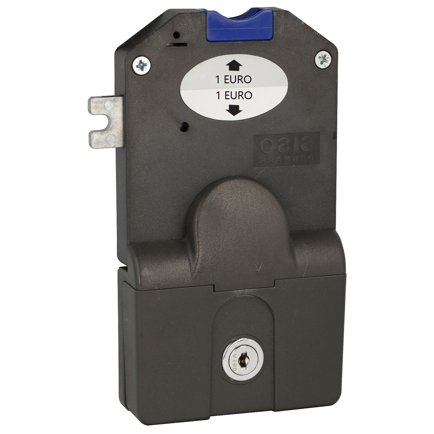 Bezahlmünzschloss mit Münzbehälter für 1-Euro-Münze, 14.60.250-0, von SISO, Ausführung: linksschließend. Produktbild