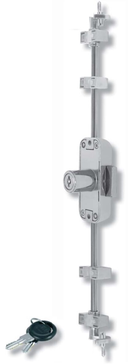 Roterande stånglås vilar, lika, högerstängande, 16,5 mm (0,7 "). Zamak turnbar lås, förnicklad, för möbler, skåp, garderob, kontorsskåp, set för en skåpdörr, av SISO Danmark - Bild 4
