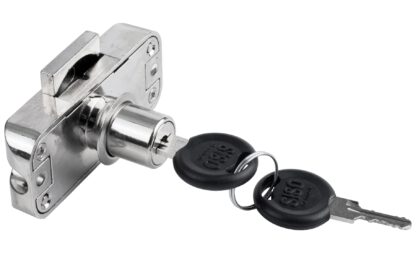 Roterande stånglås vilar, lika, högerstängande, 16,5 mm (0,7 "). Zamak turnbar lås, förnicklad, för möbler, skåp, garderob, kontorsskåp, set för en skåpdörr, av SISO Danmark - Bild 6