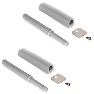 2 stycken elegant tryckspärr, med monteringshölje, yta: grå, version: magnetisk, 1900321. Stabil push-to-open dörröppnare för möbeldörrar, skåpdörrar, klaffar och mycket mer, från EMUCA