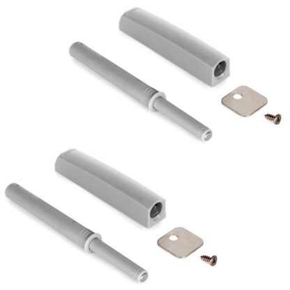 2 stycken elegant tryckspärr, med monteringshölje, yta: grå, version: magnetisk, 1900321. Stabil push-to-open dörröppnare för möbeldörrar, skåpdörrar, klaffar och mycket mer, från EMUCA