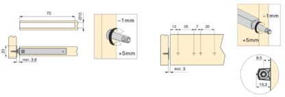 2 stycken elegant tryckspärr, med monteringshölje, yta: grå, version: magnetisk, 1900321. Stabil push-to-open dörröppnare för möbeldörrar, skåpdörrar, klaffar och mycket mer, från EMUCA - Bild 3