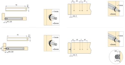 2 stycken elegant snäpplås, med monteringshölje, yta: grå, design: icke-magnetisk, 1900221. Stabil push-to-open dörröppnare för möbeldörrar, skåpdörrar, klaffar och mycket mer, från EMUCA - Bild 3