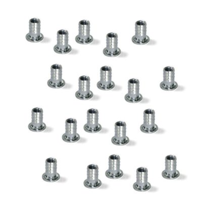 20 stycken högkvalitativ presspassningsmutter med invändig gänga M6, tillverkad av stål, yta: galvaniserad, 13,6 mm (17/32"), 8066705. Praktisk drivhylsa med krage för möbelanslutningar och mycket mer, från EMUCA