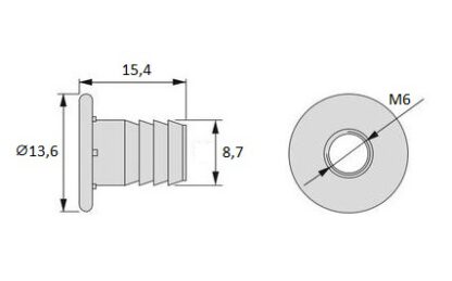 20 stycken högkvalitativ presspassningsmutter med invändig gänga M6, tillverkad av stål, yta: galvaniserad, 13,6 mm (17/32"), 8066705. Praktisk drivhylsa med krage för möbelanslutningar och mycket mer, från EMUCA - Bild 2