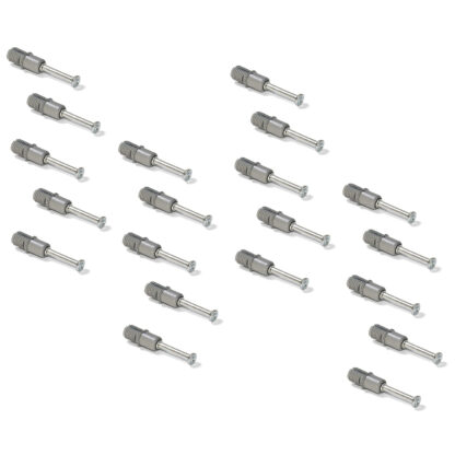 20 st expansionsbultar, tillverkade av stål och plast, yta: galvaniserad, 31,6 mm (1-1/4"), 5912905. Bredbart anslutningsankare för excentriska kopplingar, hyllor, skåpdelar och mycket mer, från EMUCA