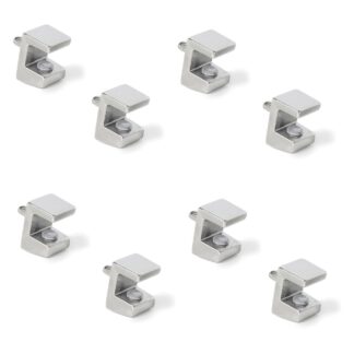8 st högkvalitativa hyllfästen i glas, yta: nickelpläterad, 3 mm (1/8"), 4010007. hyllkonsoler i glas för glashyllor, vitrinskåpshyllor, badrumsskåp och mer, av EMUCA
