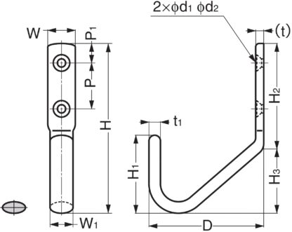 Högkvalitativ stor universalkrok med extra avstånd till väggen, tillverkad av rostfritt stål, yta: blankpolerad, 120 mm (4,8"), JF120M. V2A handdukskrok för skeppsbyggnad, utomhus och mycket mer, av Sugatsune / LAMP® (Japan) - Bild 3