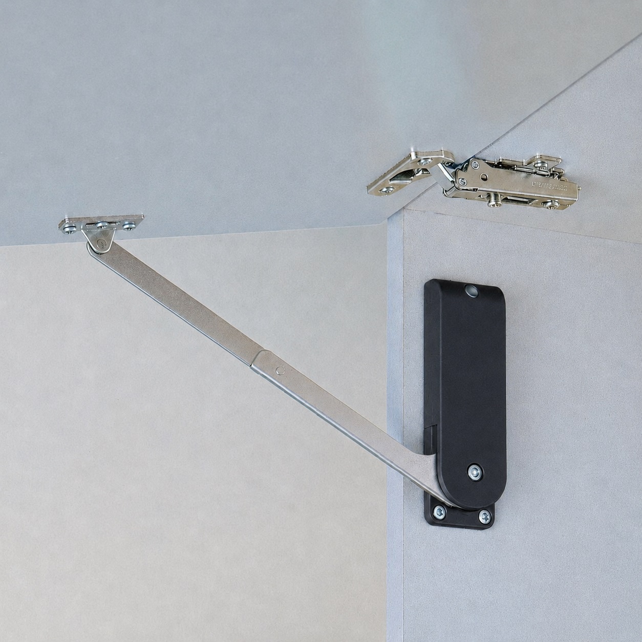 Högkvalitativ klaffhållare, yta: svart, version: vänster, HDS-30HL-BL. Robust flikstöd för hopfällbara skåpor, köksmöbler och mycket mer, av Sugatsune / LAMP® (Japan) - Bild 4