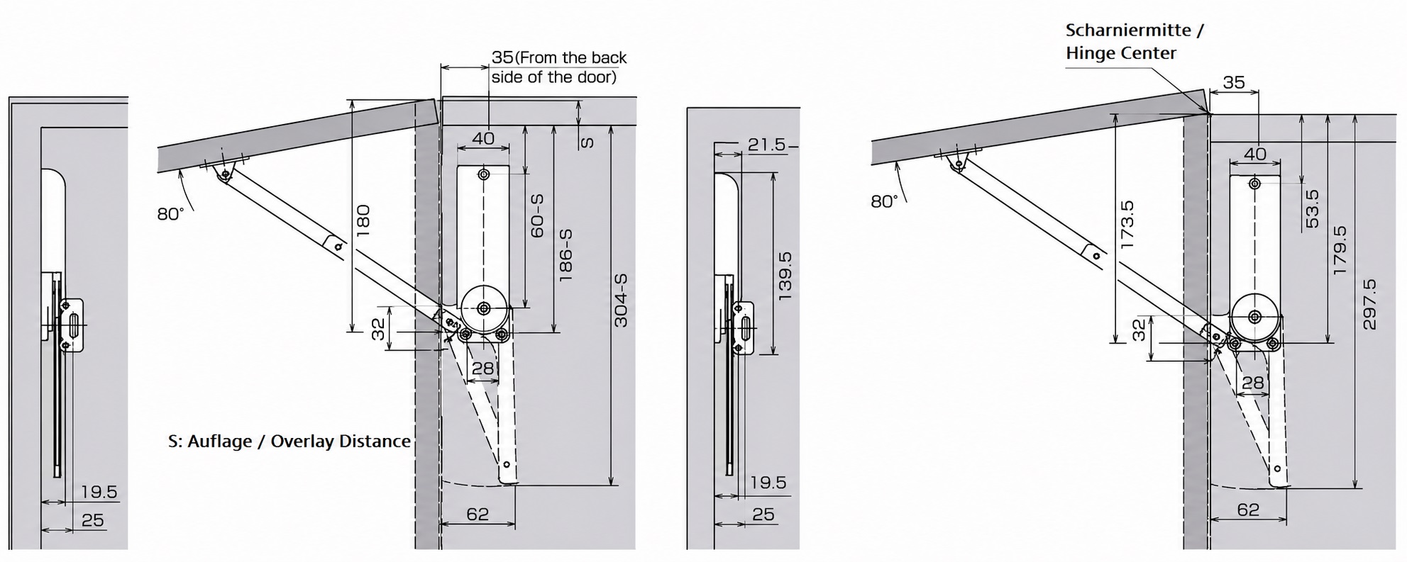 Högkvalitativ klaffhållare, yta: svart, version: vänster, HDS-30HL-BL. Robust flikstöd för hopfällbara skåpor, köksmöbler och mycket mer, av Sugatsune / LAMP® (Japan) - Bild 3