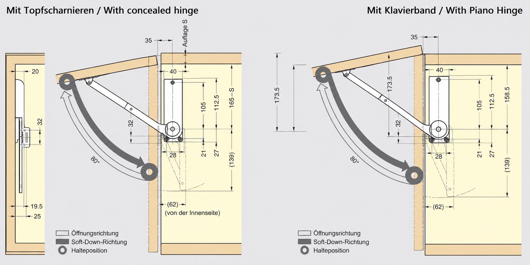 Högkvalitativ klaffhållare, yta: svart, version: vänster, HDS-30HL-BL. Robust flikstöd för hopfällbara skåpor, köksmöbler och mycket mer, av Sugatsune / LAMP® (Japan) - Bild 2