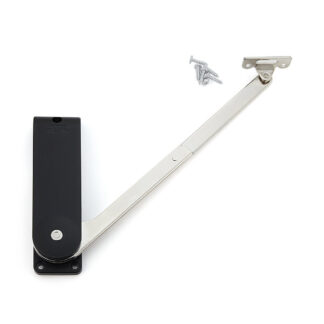 Högkvalitativ klafffästare, yta: svart, version: höger, HDS-30HR-BL. Robust flikstöd för hopfällbara skåpor, köksmöbler och mycket mer, av Sugatsune / LAMP® (Japan)