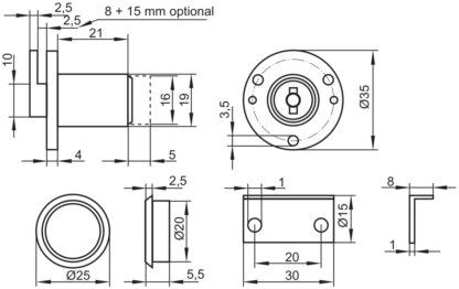 Högkvalitativt klafflås av zamak med cylindrisk rosett och två nycklar, inkl. Slutbleck, 19 mm (0,8"), utförande: annorlunda låsning, 14.07.105-0. Inloppsklafflås av zamak för klaffar, skåp och mycket mer, av SISO Danmark - Bild 8