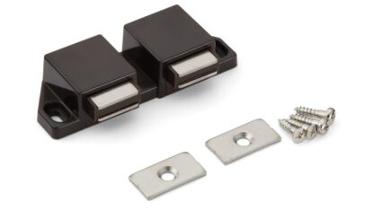 Kompakt magnetisk snäpplucka, inkl. motplatta, yta: brun, 25 mm (63/64"), utförande: med 2 låskolvar, ML-30WBR. Dubbel dörröppnare för möbeldörrar, skåpdörrar och mycket mer, av Sugatsune / LAMP® (Japan) - Bild 4