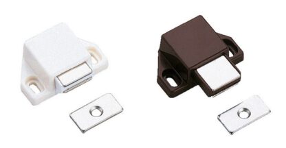 2 stycken kompakta magnetiska snäpplås, inkl. motplatta, yta: vit, 25 mm (63/64"), ML-30SW. Platsbesparande push-to-open dörröppnare för möbeldörrar, skåpdörrar och mycket mer, av Sugatsune / LAMP® (Japan) - Bild 5