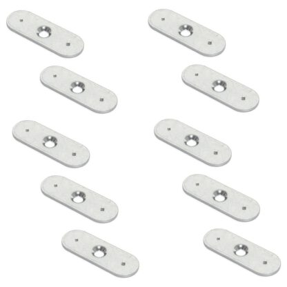 10 stycken lång oval motplatta med centralt försänkt hål och två fästspetsar, yta: galvaniserad, 35 mm (1-3/8"), 2030905. motsvarighet för magnetiska lås och mycket mer, av EMUCA