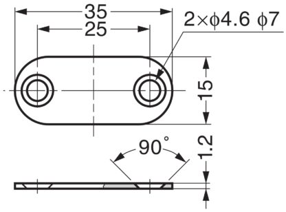 8 stycken lång oval magnetisk motplatta med 2 försänkta hål, yta: nickelpläterad, 35 mm (1-3/8"), MC-YN001U. Magnetisk motsvarighet för magnetiska spärrar, magnetlås, skåpdörr och mycket mer, av Sugatsune / LAMP® (Japan) - Bild 2