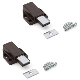 2 stycken högkvalitativa magnetiska snäpplås, inkl. motplatta, yta: brun, 38 mm (1-1/2"), ML-80BR. Push-to-open dörröppnare för möbeldörrar, skåpdörrar och mycket mer, av Sugatsune / LAMP® (Japan)