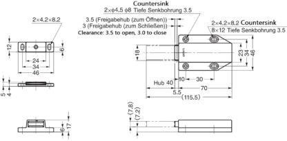 2 stycken magnetiska snäpplås, inkl. motplatta, yta: brun, 38 mm (1-1/2"), version: med lång låspinne, ML-120BR. Push-to-open dörröppnare för möbeldörrar, skåpdörrar och mycket mer, av Sugatsune / LAMP® (Japan) - Bild 2