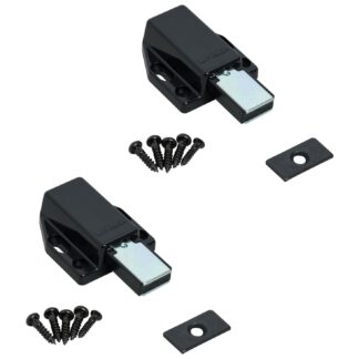 2 stycken högkvalitativa magnetiska snäpplås, inkl. motplatta, yta: svart, 38 mm (1-1/2"), ML-80BL. Push-to-open dörröppnare för möbeldörrar, skåpdörrar och mycket mer, av Sugatsune / LAMP® (Japan)
