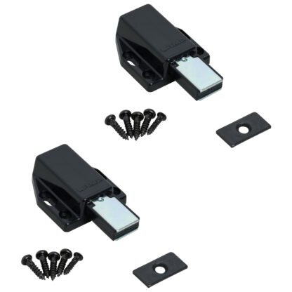 2 stycken högkvalitativa magnetiska snäpplås, inkl. motplatta, yta: svart, 38 mm (1-1/2"), ML-80BL. Push-to-open dörröppnare för möbeldörrar, skåpdörrar och mycket mer, av Sugatsune / LAMP® (Japan)