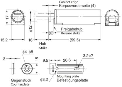 2 stycken magnetiska snäpplås med hölje i rostfritt stål, inkl. motplatta, MC-S60. Push-to-open dörröppnare för möbeldörrar, skåpdörrar, skåpluckor och mycket mer, av Sugatsune / LAMP® (Japan) - Bild 2
