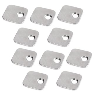 10 stycken fyrkantig motplatta med off-center hål, yta: nickelpläterad, 20 mm (25/32"), 1050007. motsvarighet med lateralt förskjuten perforering för magnetiska lås, push-to-open och mycket mer, av EMUCA