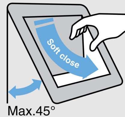 Högkvalitativt rektangulärt sopskydd för sned montering (45° - 85°), med soft-close, av rostfritt stål, 234 mm (9,3"), AZ-GD232-HL. Avfallslucka i rostfritt stål, för gastronomi, butiksinredning, professionellt kök och mycket mer, av Sugatsune / LAMP® (Ja - Bild 3