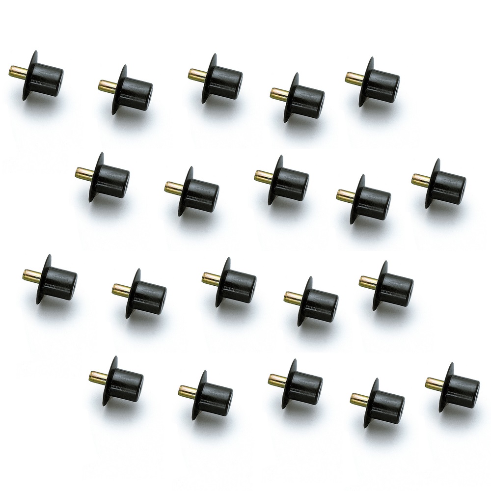 20 stycken högkvalitativa hyllkonsoler, tillverkade av robust polyamid, lastkapacitet: 30 kg (67 lbs), yta: brun, version: rund, SS-324BR. Hyllfästen för hyllor, skåphyllor, hyllor och mycket mer, av Sugatsune / LAMP® (Japan)