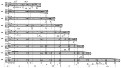 Rulltrycksstyrningar, partiell förlängning, vitlackerad, RAL 9001, 350 mm (13.8") E.T30C.35.WH. Stålskenor med partiell förlängning, för trälåda, bricklåda, trälåda, köksmöbler, kontorsmöbler, hemmöbler, av EMUCA - Bild 4