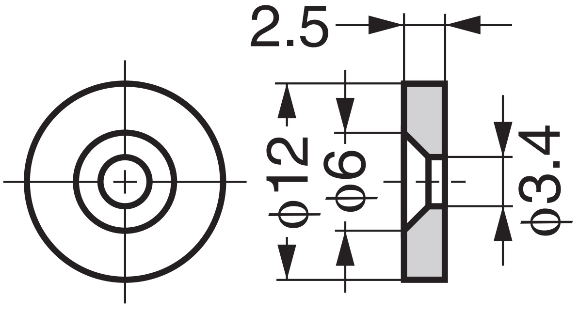 8 delar rund magnetisk motplatta, yta: zinkkromat, 12 mm (15/32"), W4. Magnetisk motsvarighet för magnetiska spärrar, magnetlås, skåpsdörr och mycket mer, av Sugatsune / LAMP® (Japan) - Bild 2