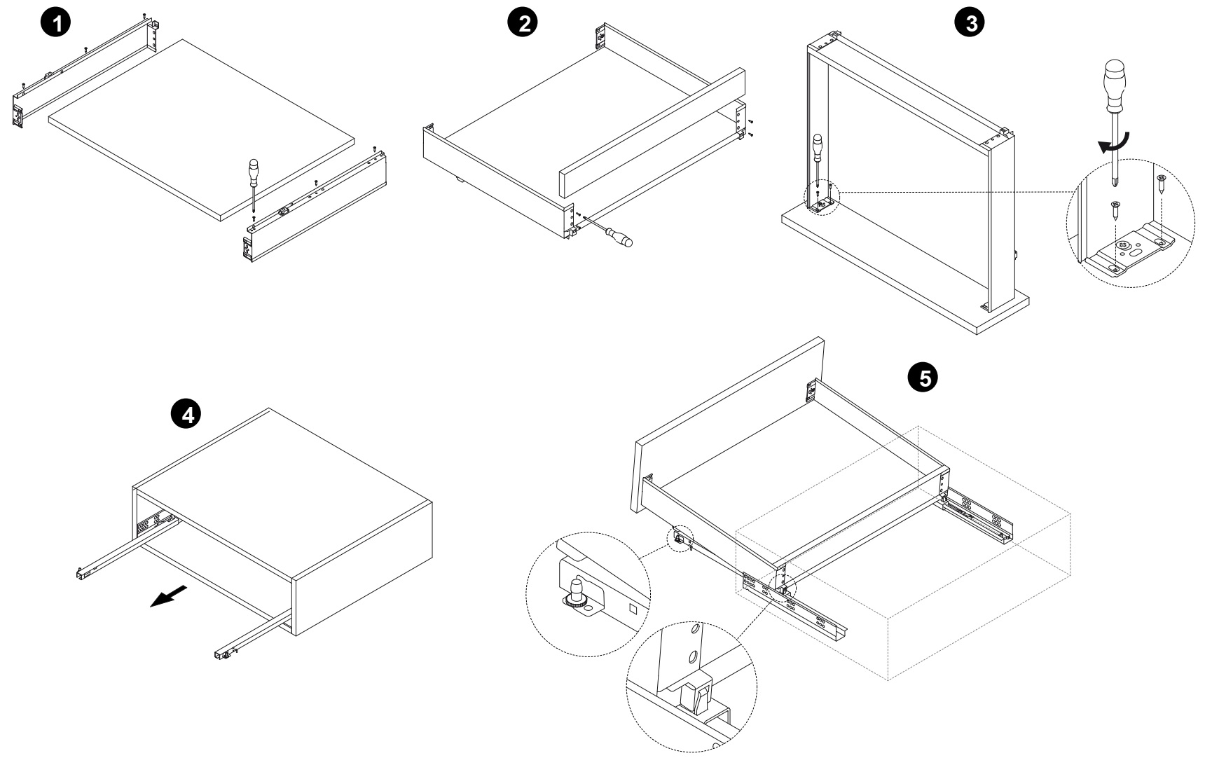 Lådset, med extra tunna ramar, höjd: 88 mm (3-15/32"), yta: vit, 490 mm (19-19/64"), version: full förlängning med mjuk stängning, 3275412 lådset för köksmöbler och mycket mer, från EMUCA - Bild 5