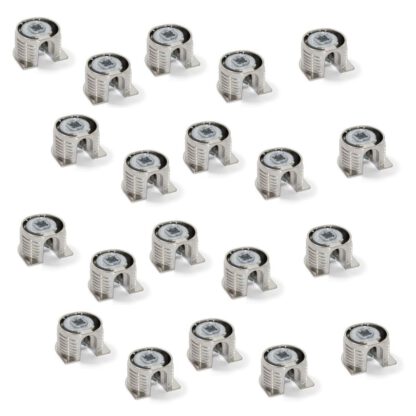 20 stycken stabil excentrisk anslutning ⌀20 mm med fläns och klo yttermantel för plåttjocklek 16 mm (5/8"), tillverkad av Zamak, 8470907. Robust excentrisk kontakt för möbelanslutning och mycket mer, från EMUCA