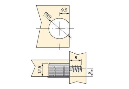 20 stycken stabil excentrisk anslutning ⌀20 mm med fläns och klo yttermantel för plåttjocklek 16 mm (5/8"), tillverkad av Zamak, 8470907. Robust excentrisk kontakt för möbelanslutning och mycket mer, från EMUCA - Bild 3