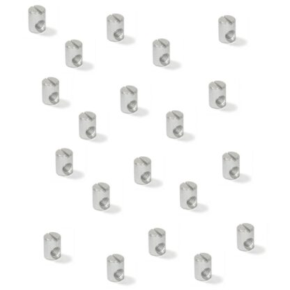 20 stycken robust tvärplugg med M6-gänga, tillverkad av stål, 14 mm (35/64"), 6170105. Praktisk korsgängad mutter för möbelmontering, hyllkonstruktion, sänganslutning, skåpskonstruktion och mycket mer, från EMUCA