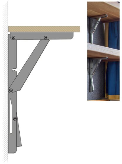 2 stycken högkvalitativa, tunga hopfällbara bordsstöd EB-317 av rostfritt stål. Ett par fällbara konsoler med en lastkapacitet på upp till 200 kg. Fällstöd från ROCA / Sugatsune - Bild 8