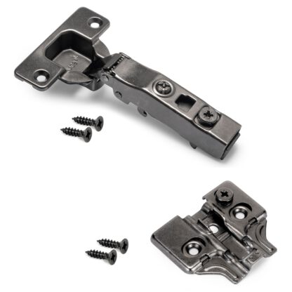 Gångjärn för sugskålar, soft-close, clip-on-montering, 3D-justerbar, inkl. monteringsplatta, yta: svart nickel, utförande: utanpåliggande, 1040052. gångjärn för möbler, skåp och mycket mer, från EMUCA