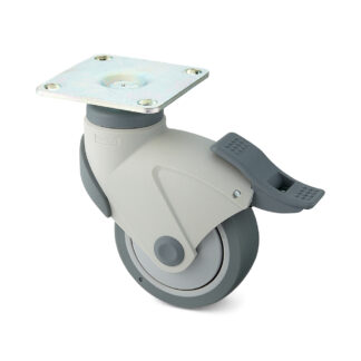 Hjul med dubbel bromssystem, med platta EX-100PS, av Sugatsune / LAMP (Japan)