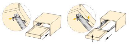 Golvskena, lastkapacitet: 30 kg (67 lbs), 250 mm (9-27/32"), version: fullutdrag med soft-close, 3124005. Golvutdrag av hög kvalitet för trälåda, trälåda, trähylla och mycket mer, från EMUCA - Bild 3