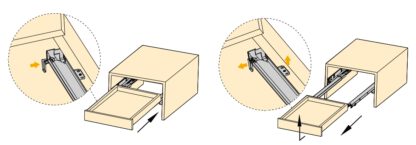 Golvmedar, lastkapacitet: 25 kg (56 lbs), 250 mm (9-27/32"), version: partiell förlängning med push-to-open, 3123005. Högkvalitativa golvutdrag för trälådor, trälådor, trähyllor och mycket mer, från EMUCA - Bild 3