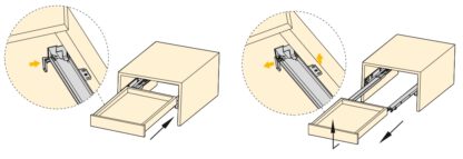 Golvskenor, lastkapacitet: 25 kg (56 lbs), 350 mm (13-25/32"), utförande: Delvis utdrag med mjukstängning, 3019205. Golvutdrag av hög kvalitet för trälådor, trälådor, trähyllor och mycket mer, från EMUCA - Bild 3